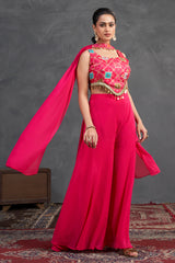 Fuchsia Mirror Work Co-Ord Set – Vibrant Energy Meets Contemporary Craft