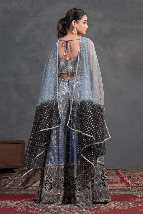 Steel Grey Sequin Sharara Set – Regal Sparkle with Modern Gracr