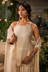 Regal Ivory Embellished Cape Ensemble - MishUUU
