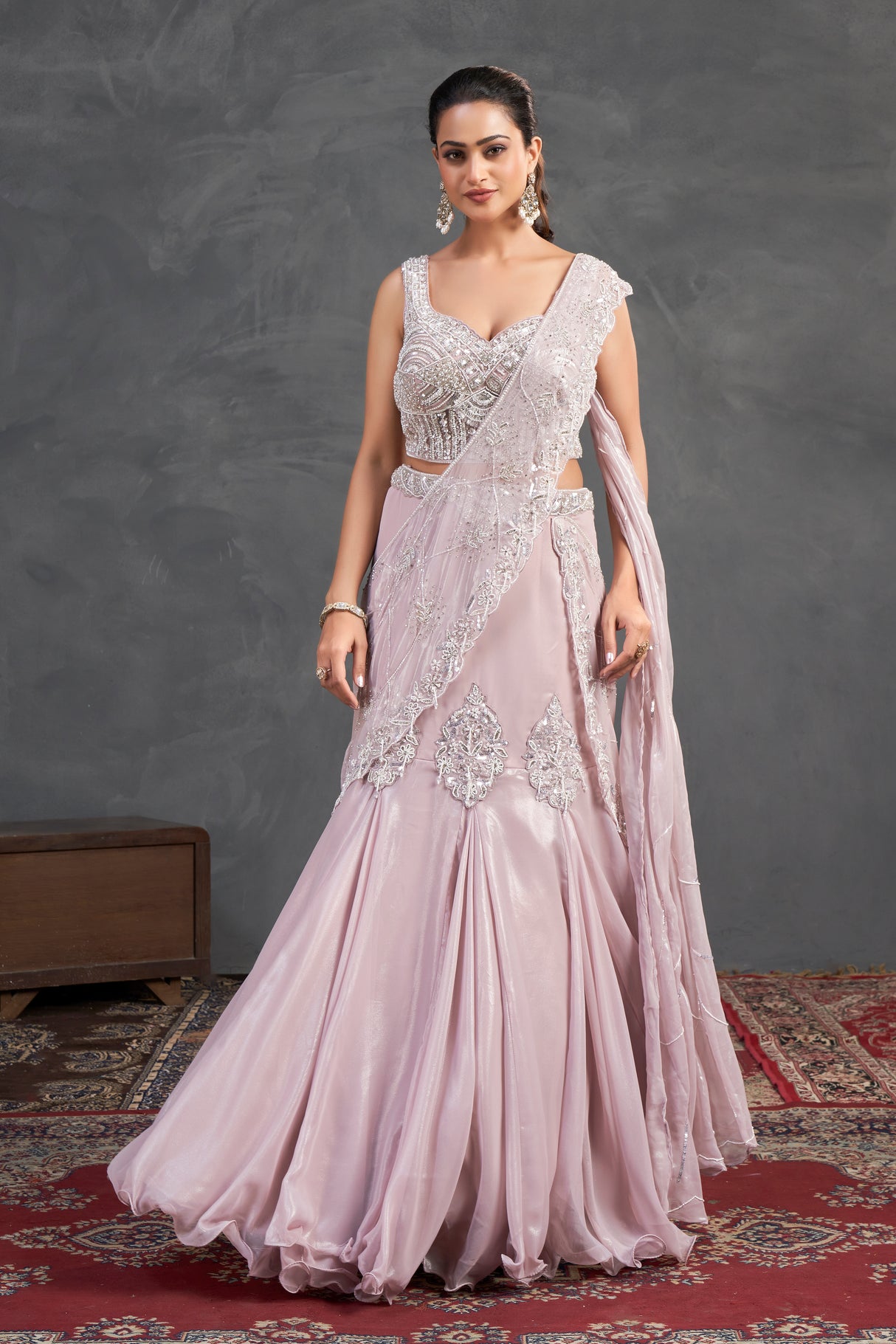 Soft Lilac Embellished Mermaid Lehenga – Grace in Motion
