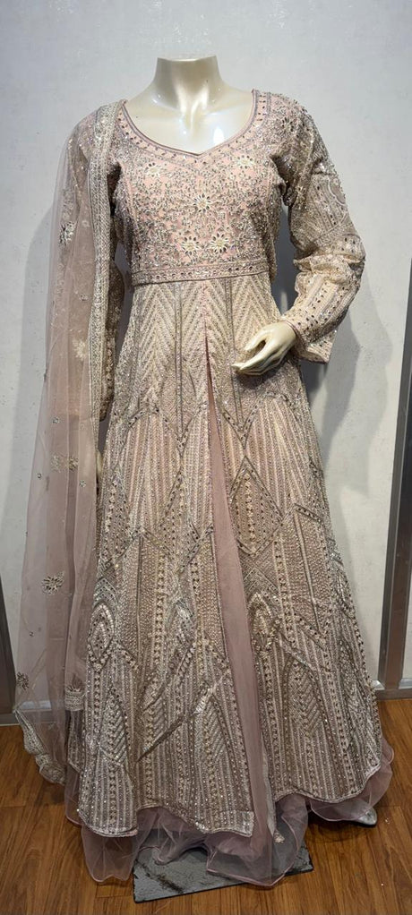 Blush Champagne Embellished Front Open Gown