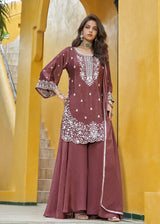 Maroon Noor Embroidered Sharara Ensemble - MishUUU