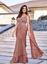 Rosewood Crystal Drape Saree Couture Set