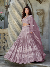 Mauve Embroidered Luxe Lehenga Set
