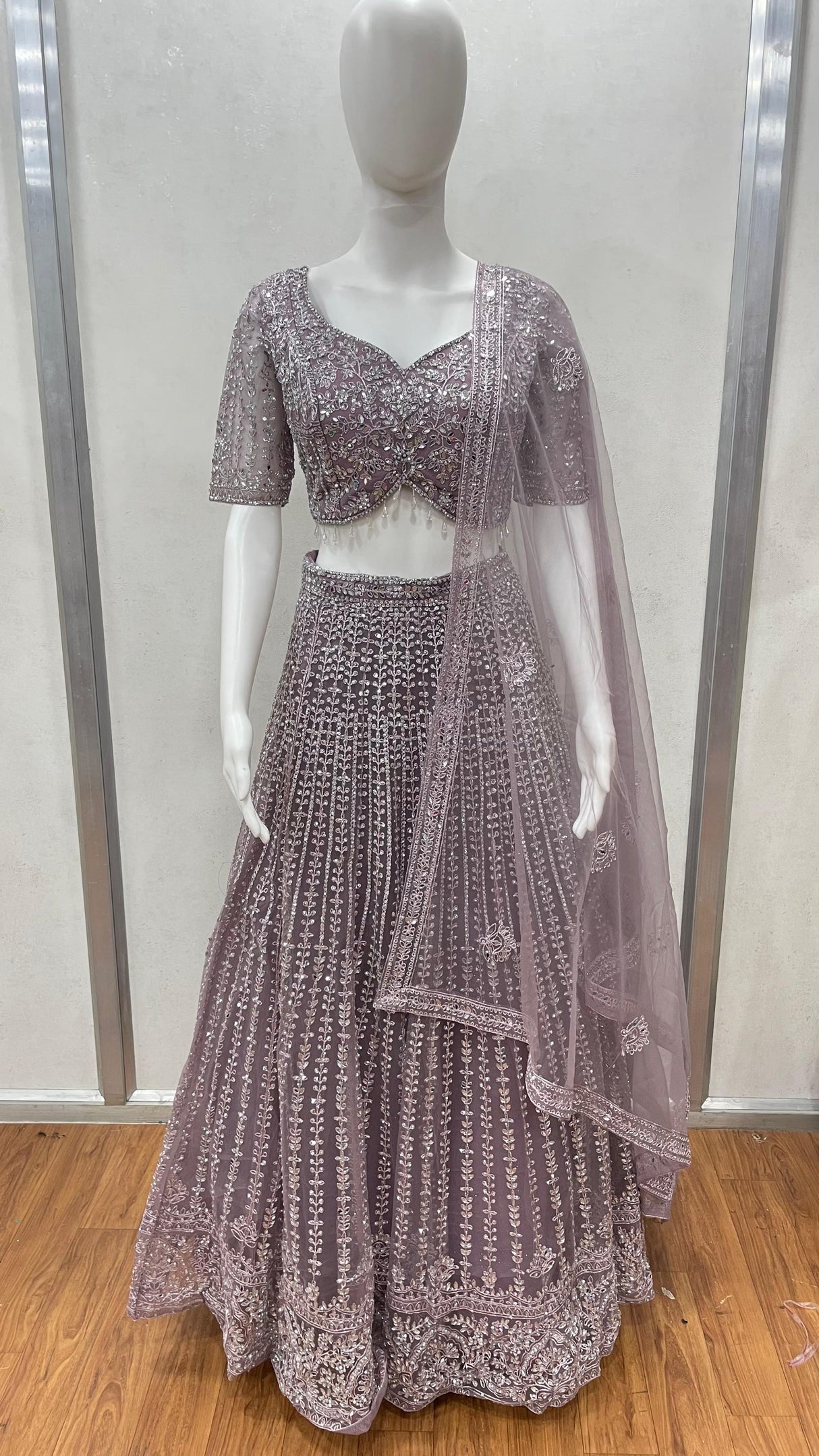 Mauve Embroidered Lehenga Dupatta Set