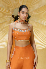 Tangerine Mirror-Accent Palazzo Set | Label S4U