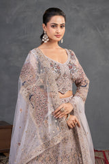 Champagne Blush Embroidered Lehenga – Regal Radiance with Handcrafted Detailing