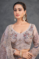 Champagne Blush Embroidered Lehenga – Regal Radiance with Handcrafted Detailing