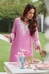 Baby Pink Kurta Pant Set with White Detailing | Label S4U