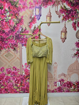 Olive Green Mirror Handcrafted Drape Set