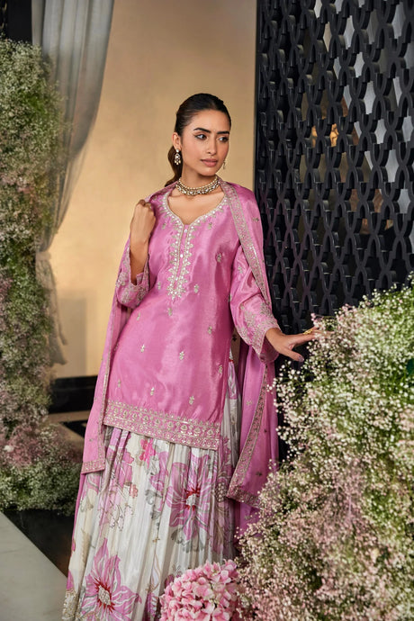 Blossom Pink Floral Sharara Set - Label S4U
