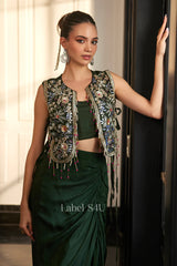 Deep Green Crop Top & Jacket Set | Label S4U