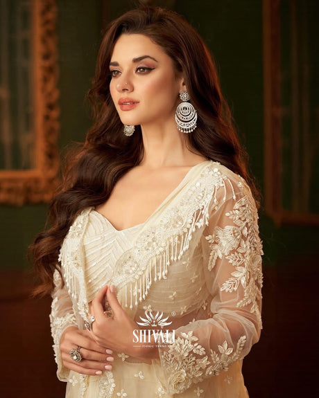 Ivory Lehenga Set with Handcrafted Jacket & Dupatta