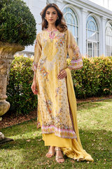 Sunlit Mustard Floral Printed Lawn Suit