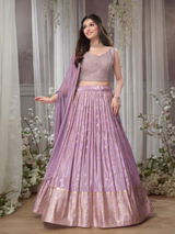 Lavender Gold Pleated Lehenga Luxe Set