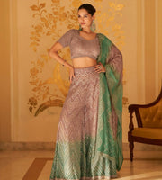 Sage ombre palazzo set with a graduated colour kurta and dupatta