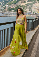 Lime Mirror Tassel Palazzo Set