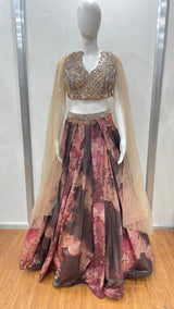 Rustic Bloom Printed Lehenga Cape Set