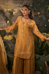 Mustard Gold Embroidered Luxe Sharara Set