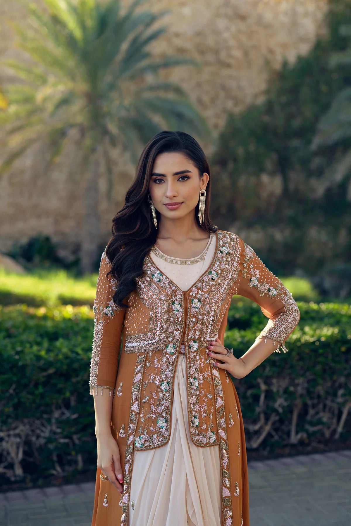 Terracotta Long Jacket with gown |Label S4U