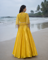 Mustard Bloom Embroidered Lehenga Couture Set