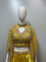 Mustard Bloom Embroidered Lehenga Couture Set