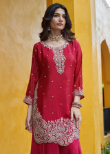 Crimson Noor Embroidered Sharara Ensemble