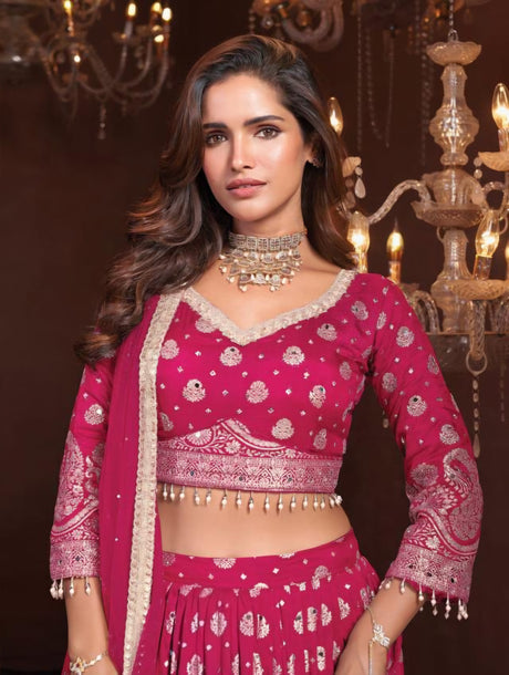 Rani Pink Embroidered Lehenga Luxe Set