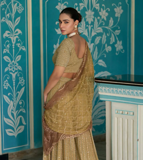 Gold Pleated Palazzo Set