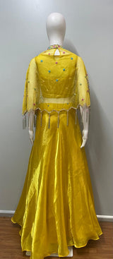 Mustard Bloom Embroidered Lehenga Couture Set
