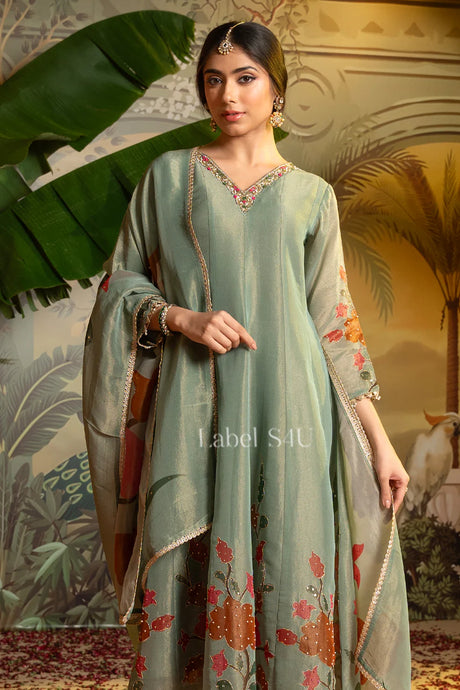 Sage Green Organza Suit Set | Label S4U