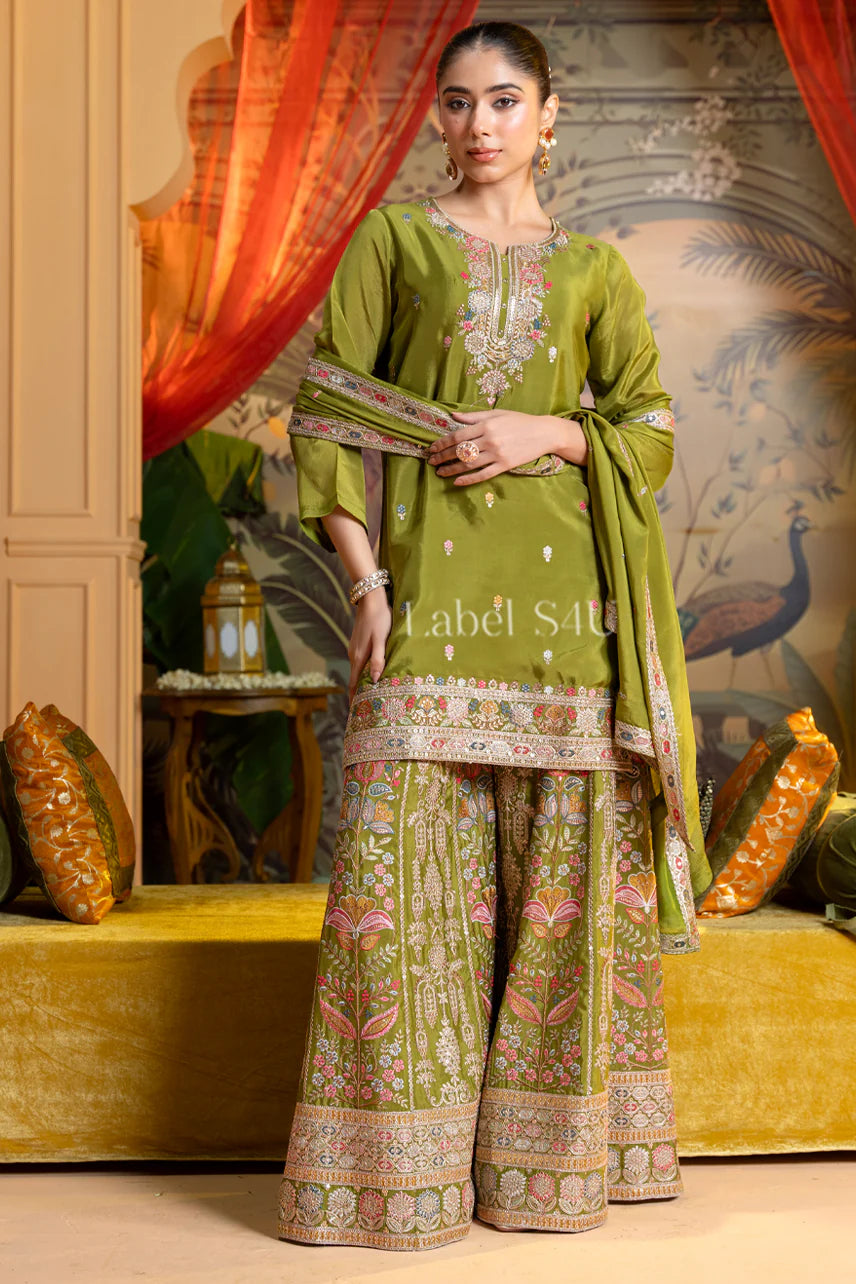 Olive Green Palazzo Set | Label S4U