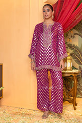Wine Glow Brocade Suit Set | Label S4U