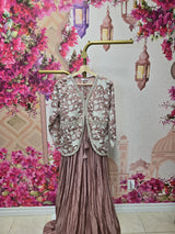 Rose Gold Anarkali with Embellished Jacket