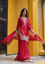 Crimson Noor Embroidered Sharara Ensemble