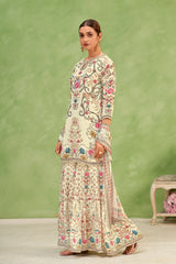 Ivory Multicolor Sharara Set | Label S4U