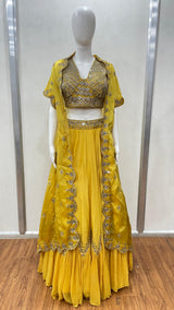 Mustard Mirror Sharara Jacket Set