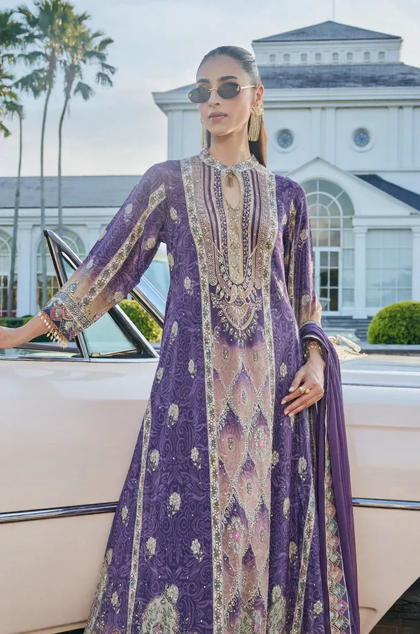 Royal Amethyst Embroidered Anarkali Set - MishUUU