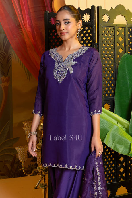 Purple Kurta Set with Farshi Salwar | Label S4U