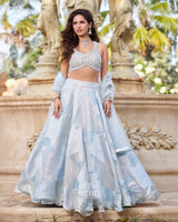 Ice Blue Hand-Crafted Lehenga Set