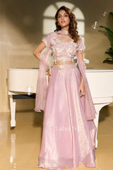Blush Pink Handcrafted Peplum Lehenga Set | Label S4U