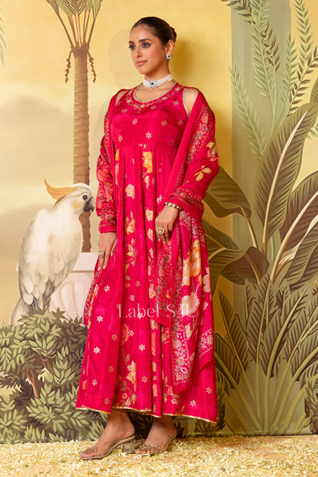 Ruby Red Anarkali Set | Label S4U