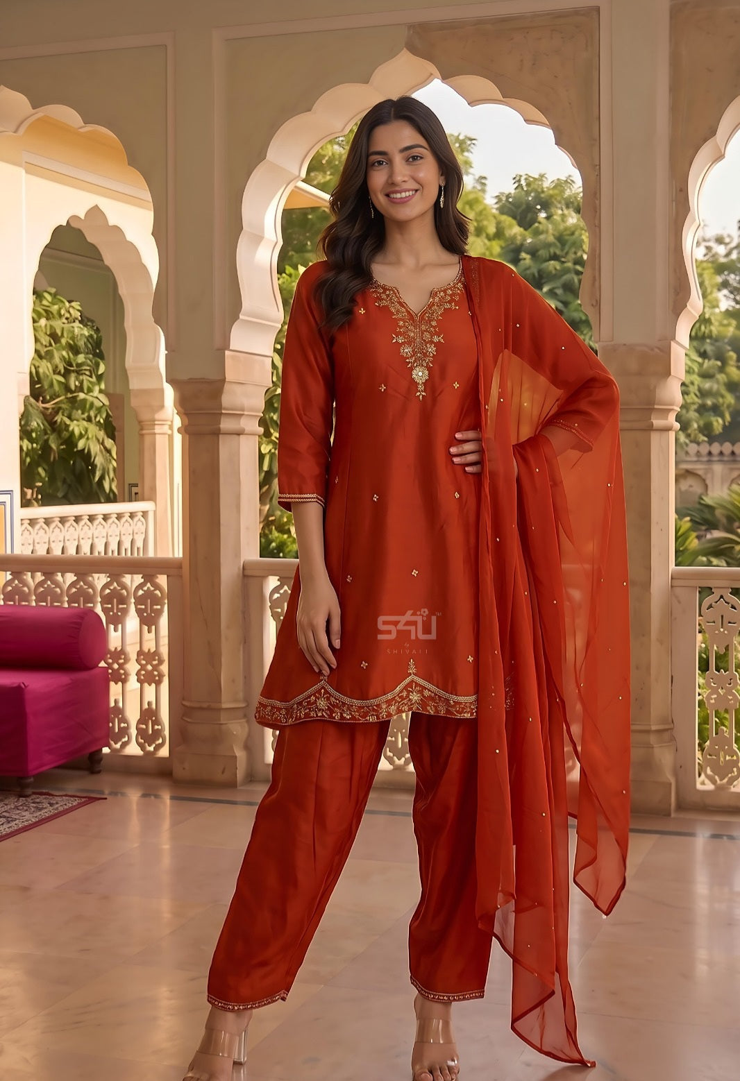 Rust Zari Grace Salwar Couture Ensemble