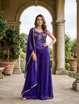 Royal Purple Embroidered Palazzo Set