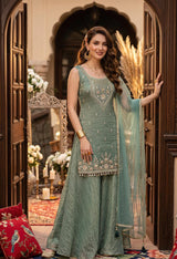 Sage Pearl Sharara Suit Set