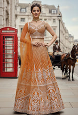 Saffron Embroidered Bridal Lehenga Set