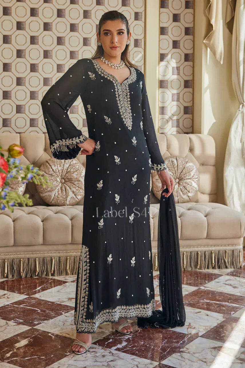 Midnight Zari Straight Suit Set - MishUUU