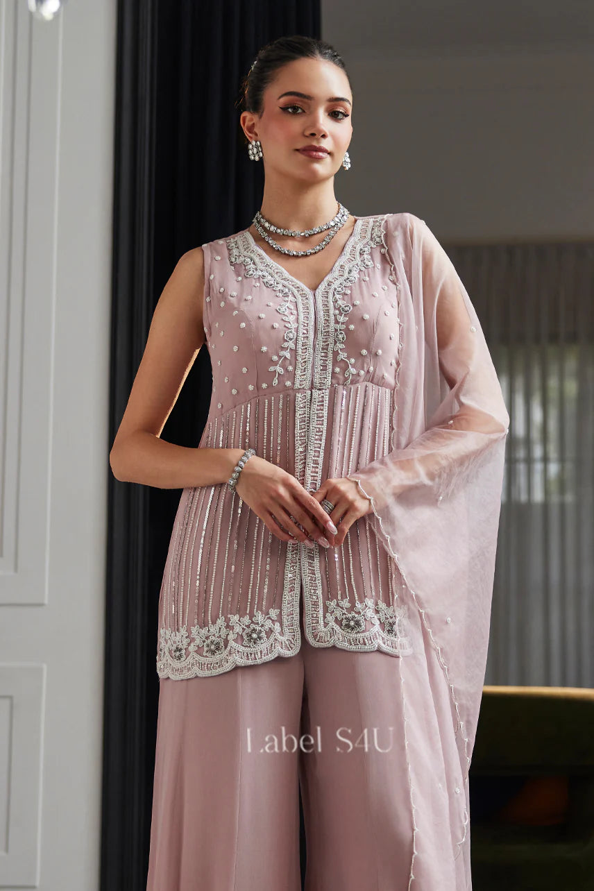 Dusty Pink Palazzo Set with Dupatta |Label S4U