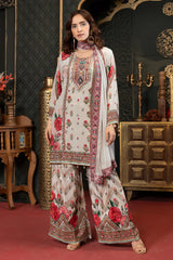 Ivory Floral Printed Luxe Sharara Set