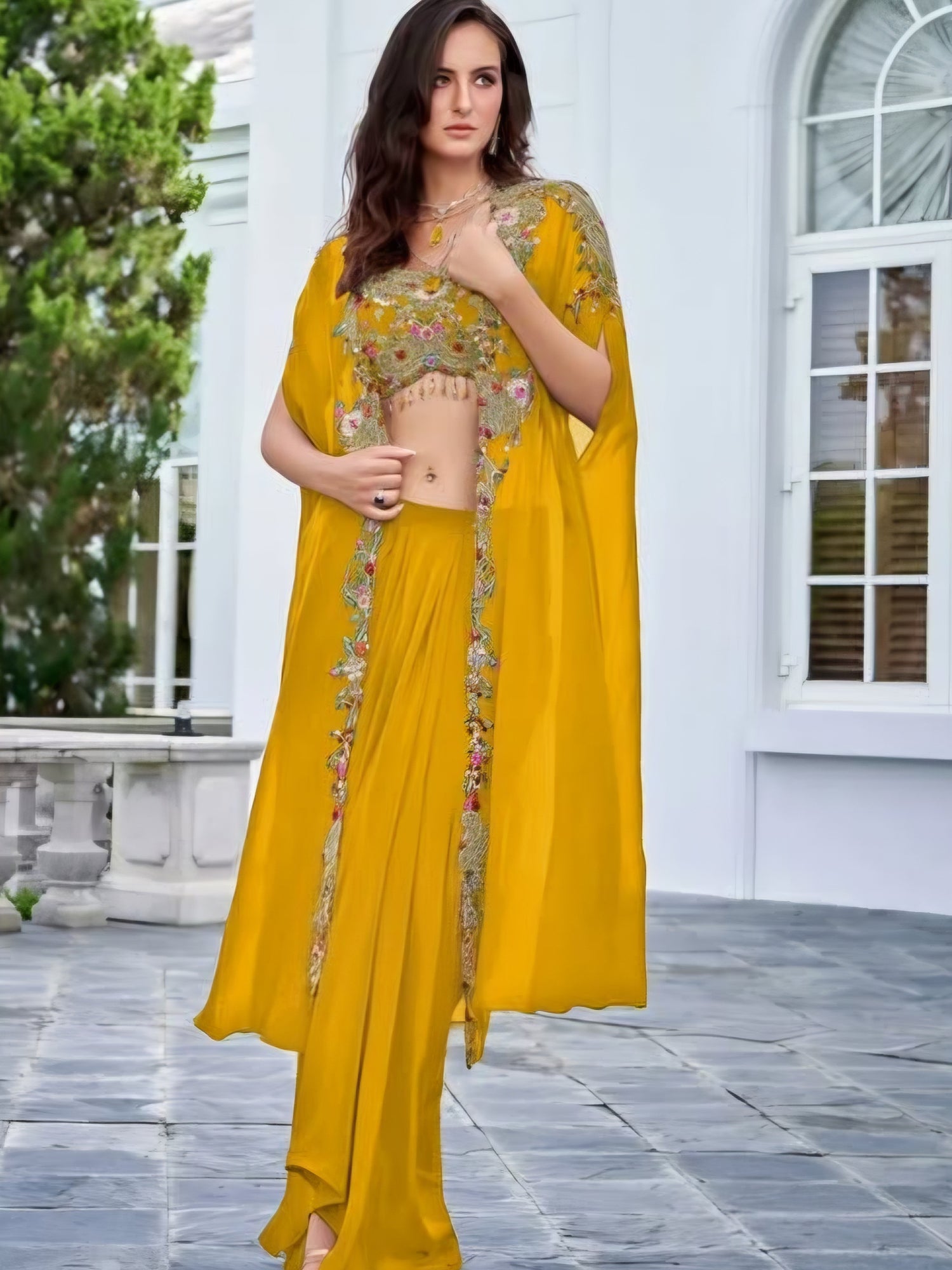 Sunlit Jewel Draped Couture Set